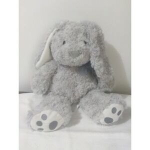 Swirley Gray Bunny Rabbit Hug Fun Silver Bow‎ Baby Gift Easter